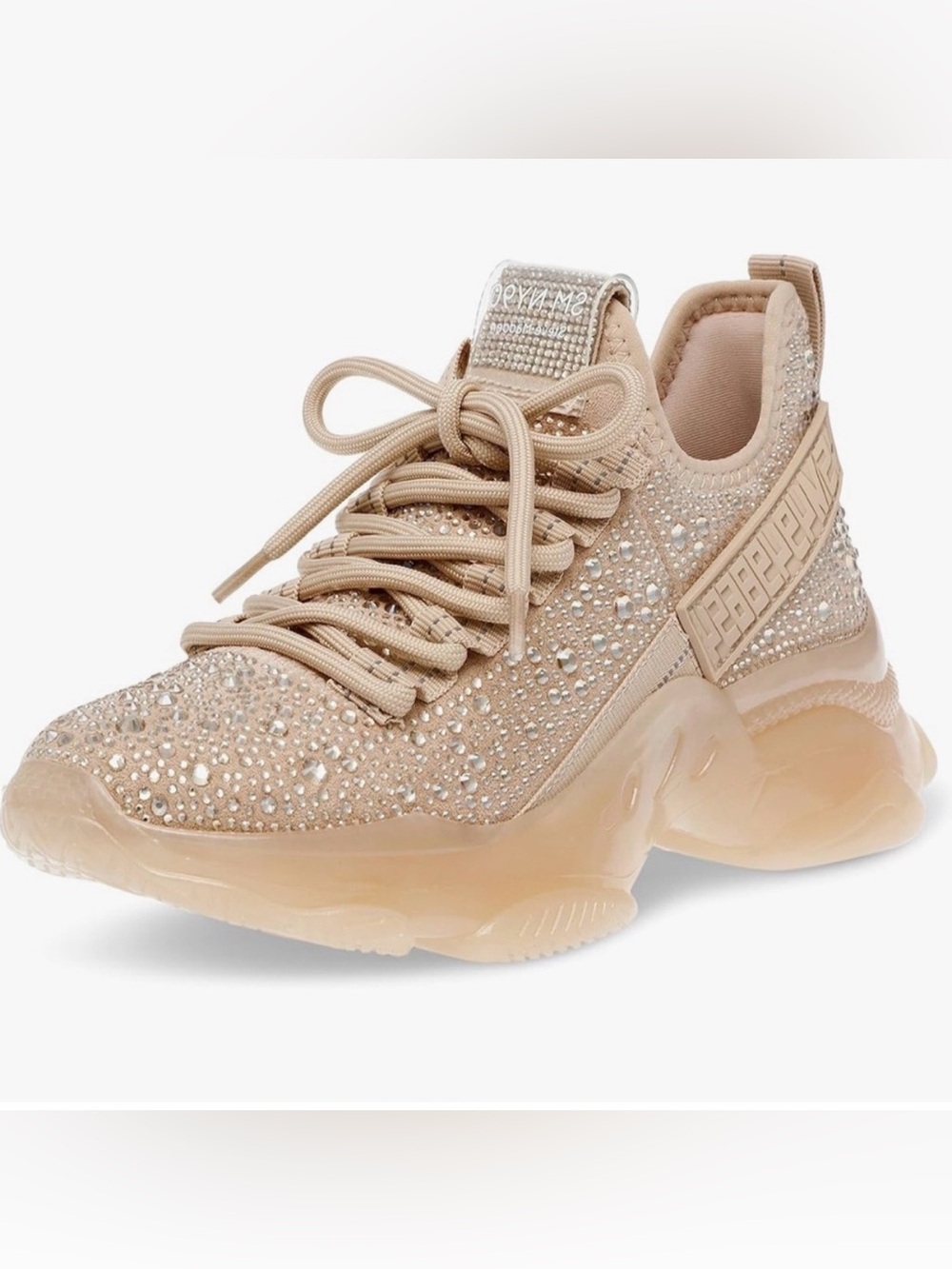 Steve Madden Maxima Rhinestone Chunky Sneakers Nude Beige Size 9.5